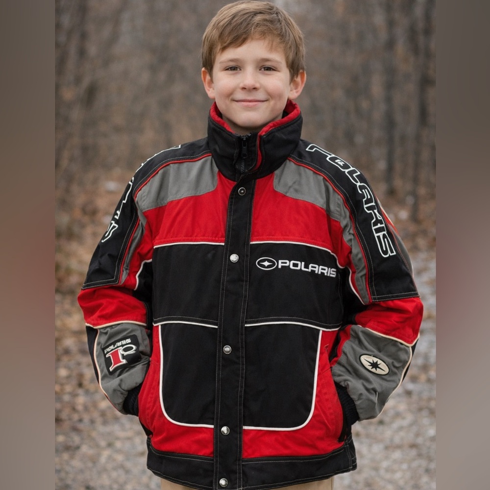 Polaris boys size 6-8  Red and Black Snowmobiling Jacket